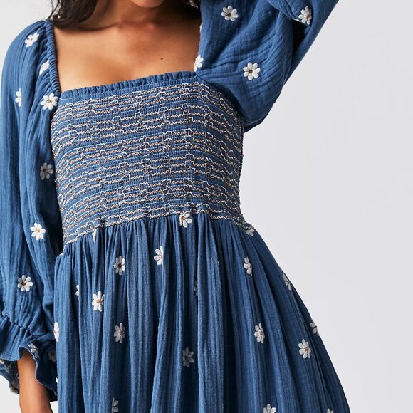 Dahlia Embroidered Maxi Dress (Color: Coastal Combo, Size: XS) - Picture 4 of 14